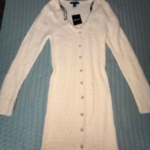 Forever 21 fuzzy sweater mini dress with pearl accents
